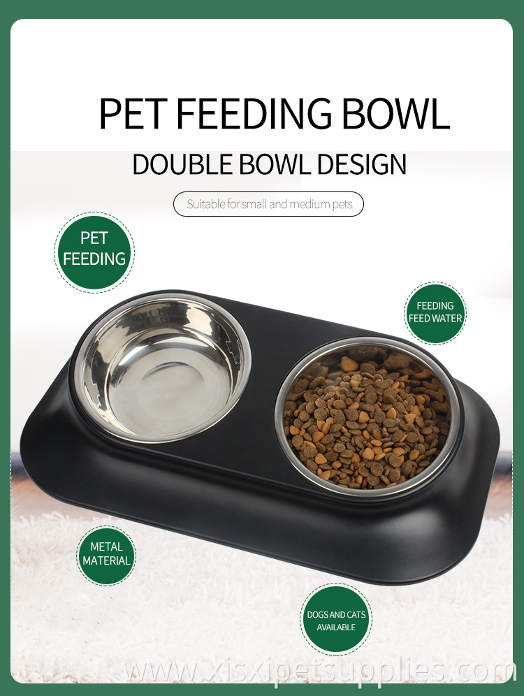 Factory Wholesale Balck Raised Pet Cat Water Bowls No Spill Non-Skid Slanted Double Dog Food Bowl